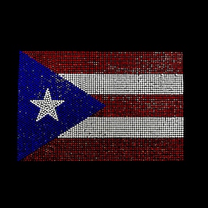Puerto Rico rhinestones flag, iron  on crystal Puerto Rico Flag decal , rhinestone Puerto Rico flag transfer , Iron On Transfer 4.5” x 8”