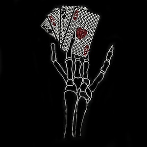 Skeleton rhinestones hand , heat transfer rhinestone sheet , rhinestone transfer , clothing rhinestone stickers , custom shirt patch 14 x 8