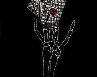 Skeleton rhinestones hand , heat transfer rhinestone sheet , rhinestone transfer , clothing rhinestone stickers , custom shirt patch 14 x 8