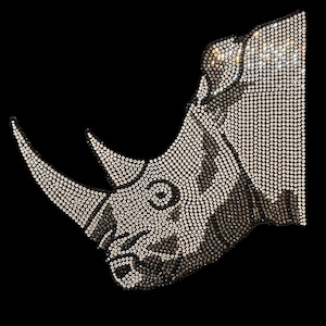 Strass neushoorn opstrijkbare patches DIY-shirtsticker (10 x 10,5 inch) warmteoverdrachtontwerpen