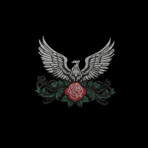 Phoenix Eagle iron on design , heat transfer bling eagles patches , bling bling applique , rhinestone hot fix crystals