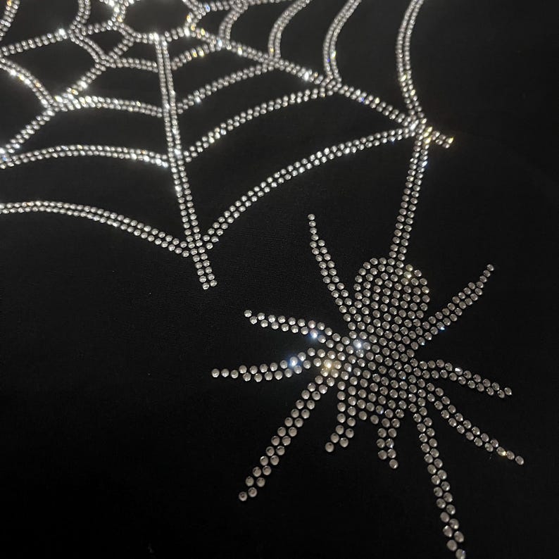 Spider Rhinestone Design Spider and Spiderweb Rhinestone Iron on Patches ,crystal Heat Transfer ...