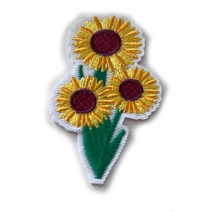 Sunflower Iron On Patch: Embroidered Applique, Backpack Patches