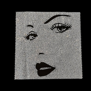 Crystal Girl face Iron on rhinestone bling bling transfer, cute girl hot fix rhinestone design , bling bling girl decal applique 10” x 9.5”