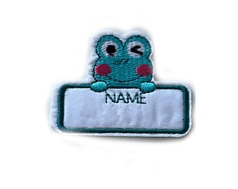 Frog Name Patch: Iron On Embroidery Applique