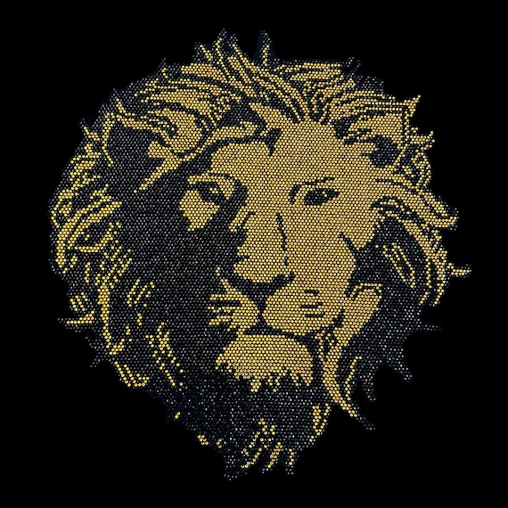 Lion Iron on Design, Hot Fix Lion Design , Rhinestone Lion Heat Transfer  Patch ,custom Clothing Iron on Applique , Rhinestones Lion Applique 