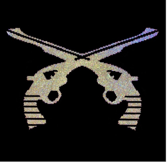 Top Gun Rhinestone Transfer Crossed Dual Guns Rhinestone Iron On Transfers Hot Fix Tape Crossed ...