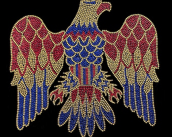 Stunning Eagle Elvis Iron-On Patch for Rock 'n Roll Fans, Rhinestone Heat Transfer Design 11.5 x 11 - Elvis glamours patch