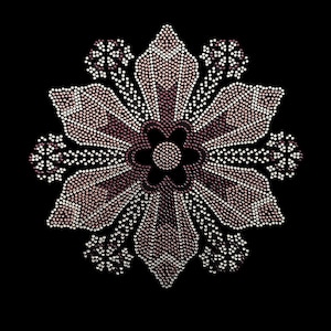 Flower iron on rhinestones motif for clothes , rhinestone heat transfer pink purple flower , hot fix rhinestone flower applique 8” x 8”