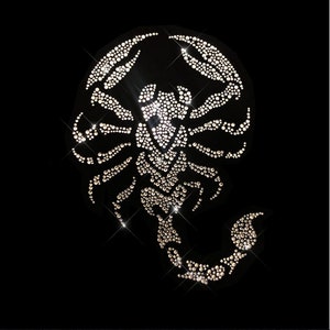 Crystal scorpion design , Iron on scorpion patch , star sign applique scorpion, bling Iron on scorpion decal 9.5” x 7”