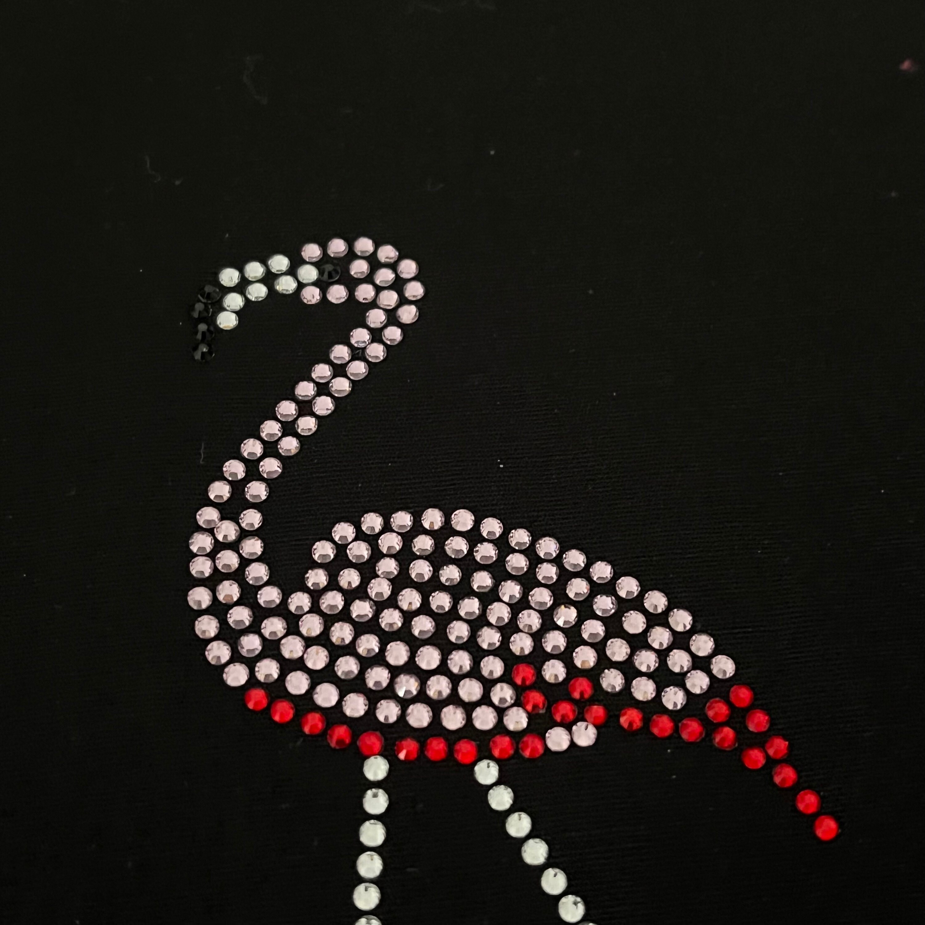 Pink Flamingo 4”x2” Rhinestones Design , Heat Transfer Flamingo