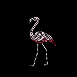 Pink flamingo 4”x2” rhinestones design , heat transfer flamingo patch , iron on flamingo patch , hot fix rhinestones flamingo