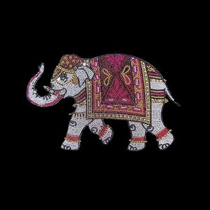 Elephant design iron on rhinestone transfer for clothes , bling bling elephant applique heat transfer patch 7” x10.5”