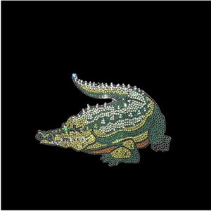 Design de transferência de strass em ferro de crocodilo, patches de cristal brilhantes para roupas, patches para projetos de roupas faça você mesmo