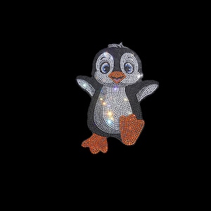 Penguin rhinestone iron on hot fix bling applique patch design , bling bling penguin patch heat transfer design