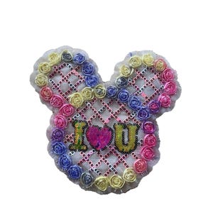 I love you carton sequin sew on patch , sew on I love you applique patch , gift for him and her