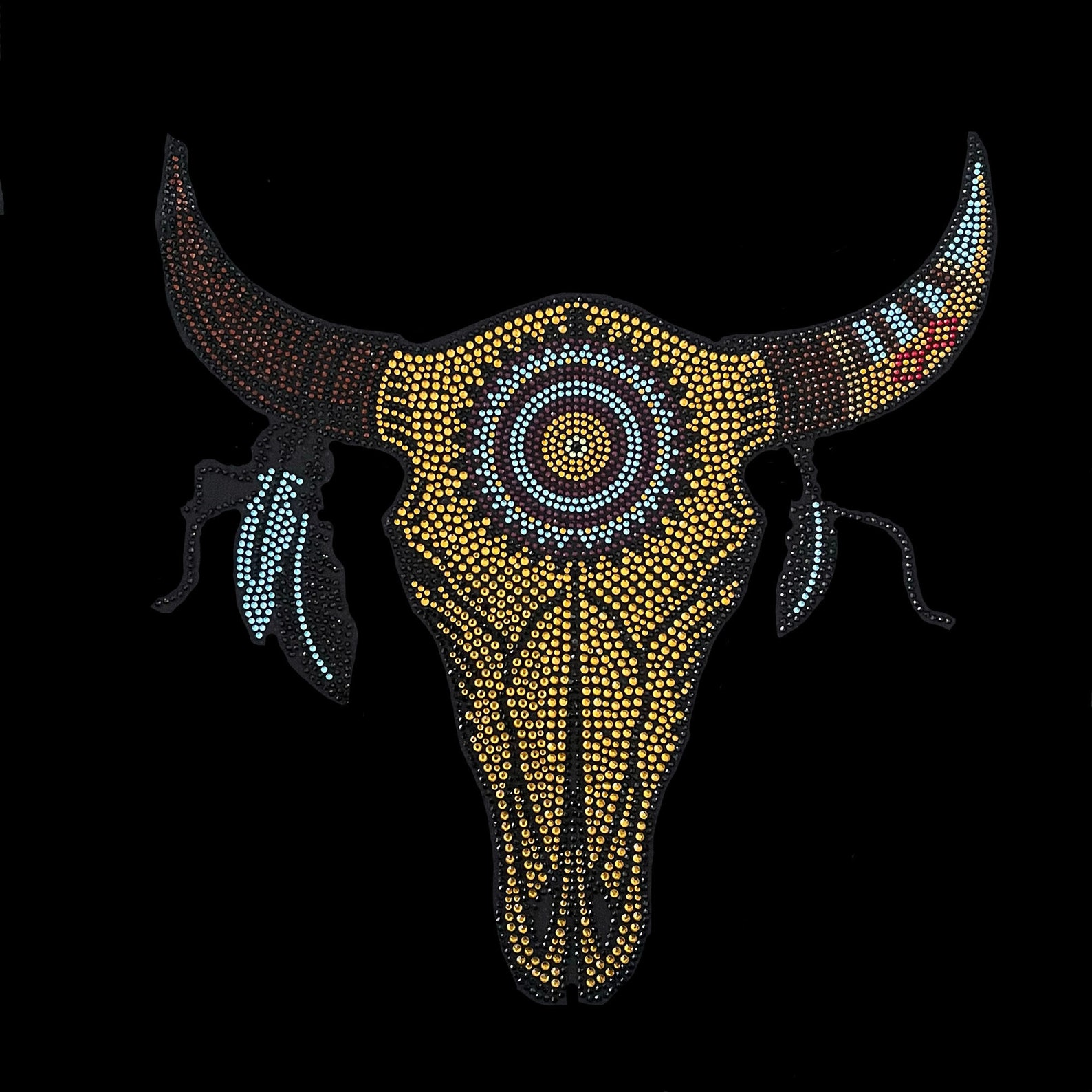 Rhinestone Buffalo Skull Iron on Transfers Bling Heat Transfer Patch ...