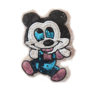 toppa da cucire a forma di cartone animato, toppa con simpatico topo, toppe ricamate a forma di topo da cucire, 6" x 5" di design alla moda, design decorativi
