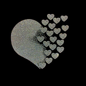 Pink Rhinestone Heart Iron on Transfer Design Hot Fix