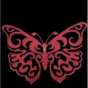 Red butterfly rhinestone transfer applique patch , bling crystal red butterfly design patch