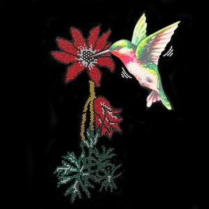 Hummingbird rhinestone vinyl iron on patch , heat transfer bling bird applique design ,hot fix Crystal decal