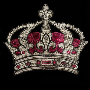 Rosa Krone schillernde Strassstein Applikationen, Applikation zum Aufbügeln, Applikationen, Bügelbilder, Aufnäher zum aufbügeln, Shirt Aufnäher