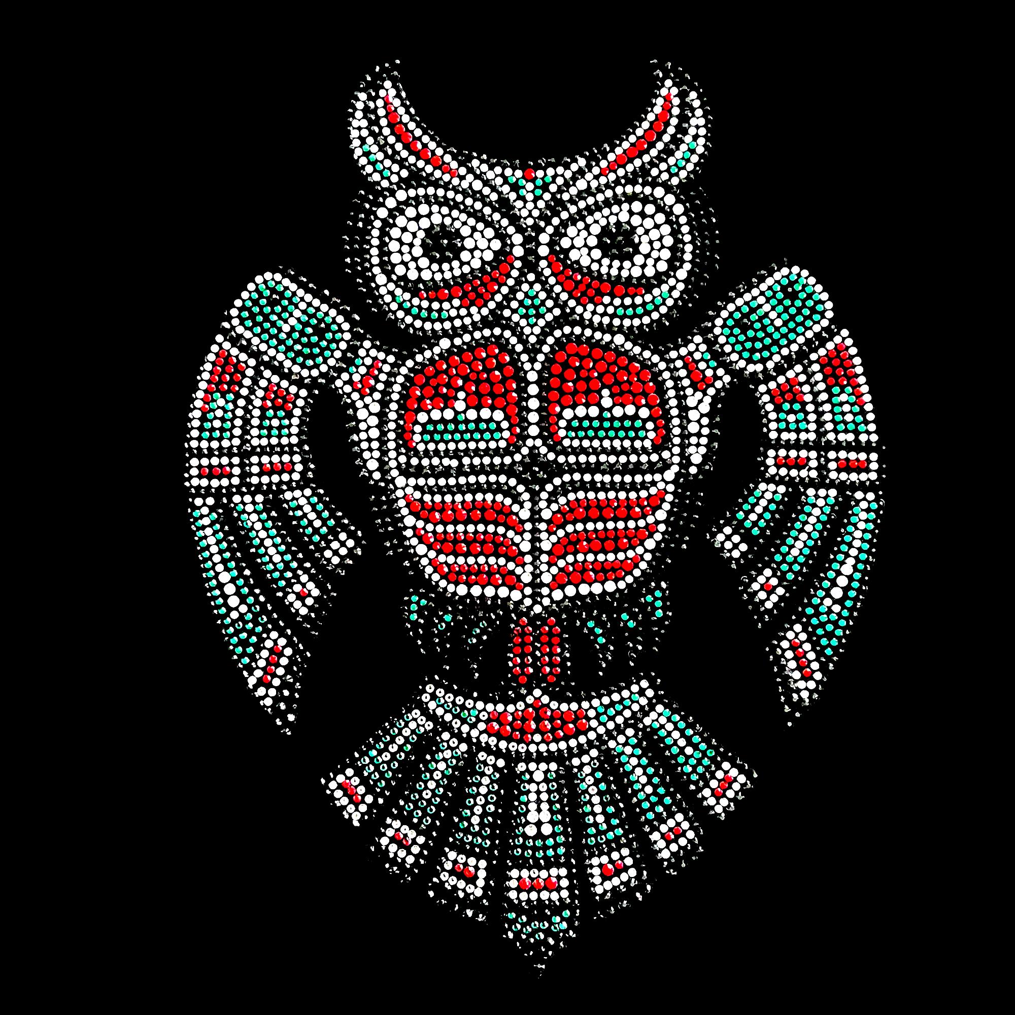 Owl pattern rhinestone design , iron on animal motif prints ,heat transfer applique , gift for him a