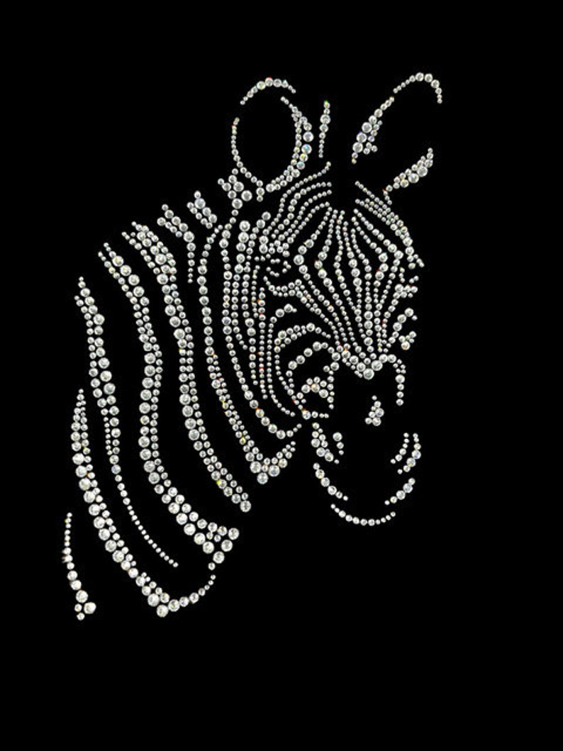 Zebra Rhinestones Crystal Zebra Design , Iron on Transfer Animal Decal , Hot Fix Bling ...