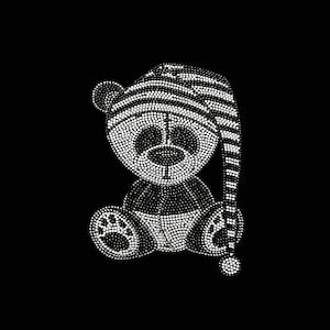 Schattige Slapende Panda Strass Ijzer Op Patch Crystal Bling Applique voor Custom Kleding DIY T-Shirts Jassen Jeans 10,5 x 7,5