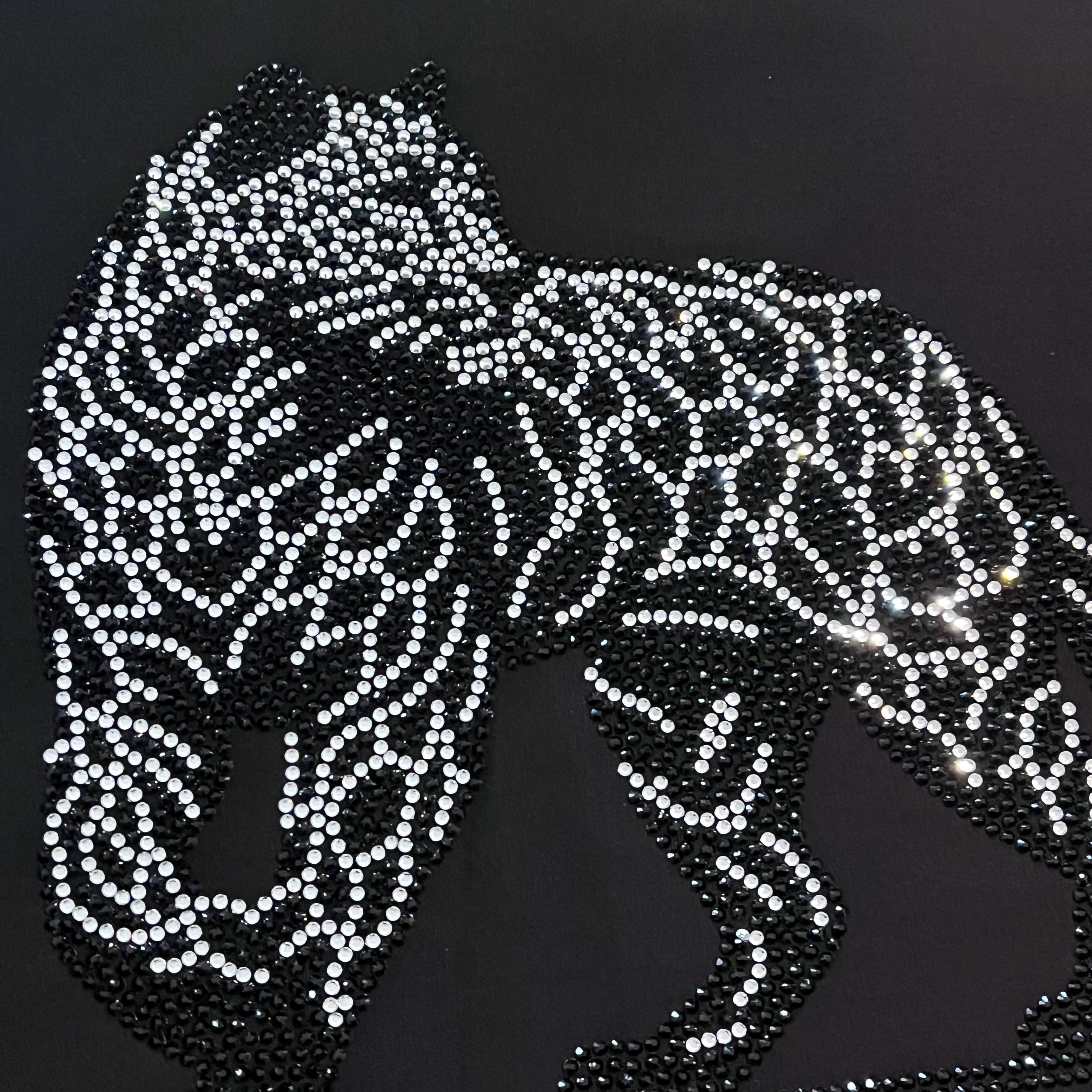 Tiger Rhinestone Black Tiger Rhinestone Iron on Transfer Motif (9