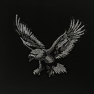 Black eagle heat transfer design , iron on rhinestone eagles, Hot fix crystal eagle , rhinestone eagle patch , eagle rhinestone applique
