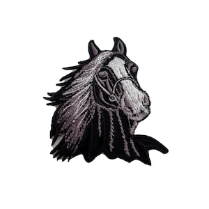 Black horses  iron on patch , heat transfer horses design applique patch , iron on running black horse patch
