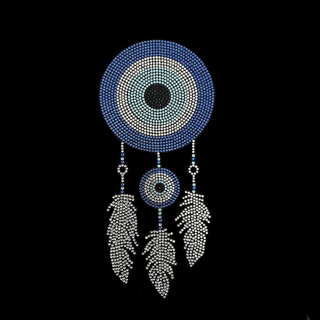Evil Eye Rhinestone Evil Eye Feather Rhinestone Design, Hot Fix Evil Eye Decal , Heat ...