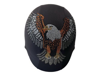 Eagle Design helmet cover , Bling helmet cover with Eagle , equestrian helmet cover , motorcycle helmet cover , rhinestone helmet skin