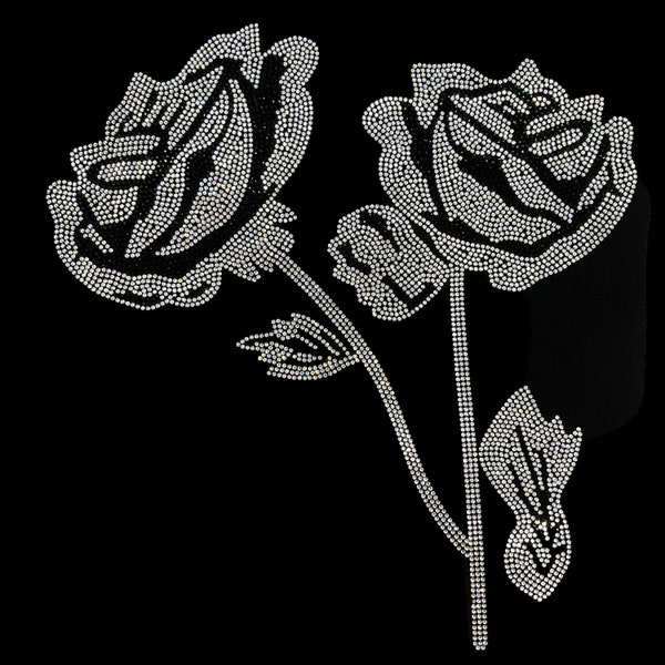 Flower iron on transfer , crystal flower applique , bedazzled flower, heat transfer flower decal , rhinestone iron on,  Hot fix rhinestone