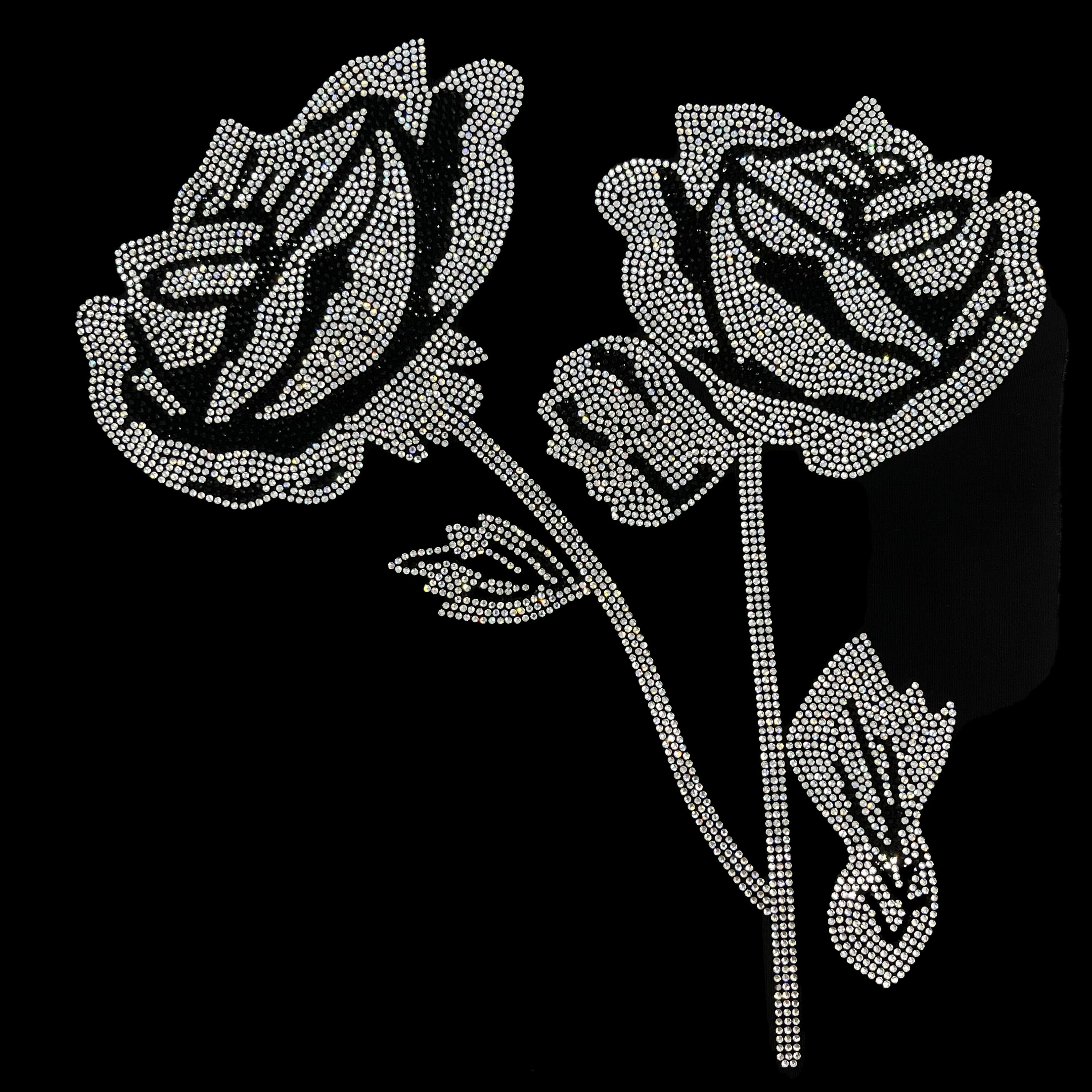 Rhinestone Flower Iron on Transfers Crystal Applique Motif