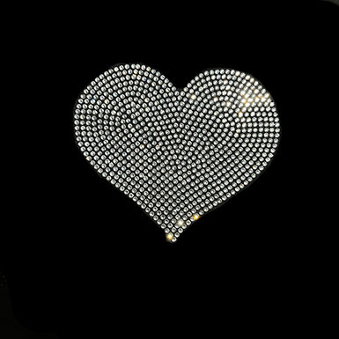 Rhinestone Heart Iron on Patch, Crystal Heat Transfer Bling Designs (3 ...