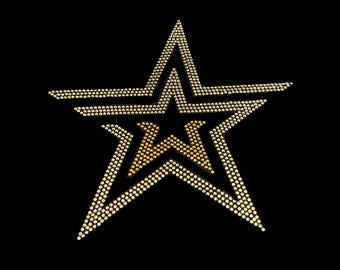 Parches termoadhesivos de estrellas con diamantes de imitación dorados, apliques de cristal brillante (10 x 9 pulgadas), diseños de transferencia térmica.