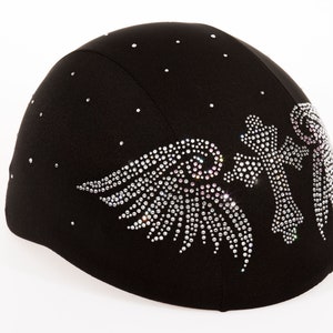 Wings with cross helmet cover , custom helmet covers , helmet covers , ladies helmet cover , women rider helmet , biker girl helmets image 2