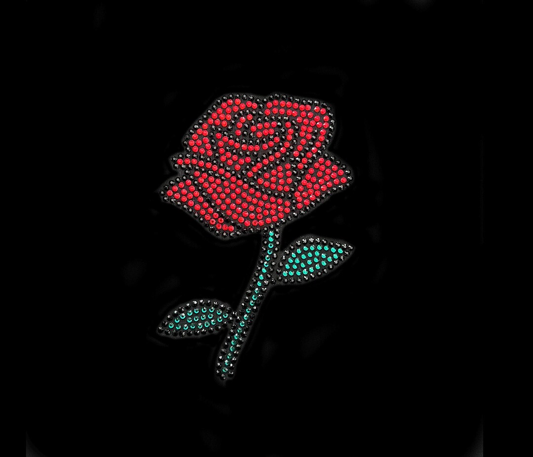 Red Rose Flower Iron on Rhinestone Crystal Design 4H X 3W Bling Rose ...