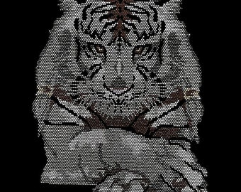 Tiger Rhinestone Transfer Bling Hot Fix Iron on Patch Motif Design Transfer, Iron on hot fix , t shirt transfer tiger  13 x 9.5