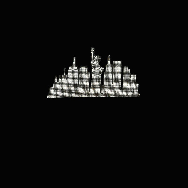 New York Rhinestone decal design , iron on New York crystals , hot fix nyc design , rhinestone , heat transfer New York skyline patch