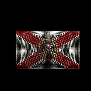Florida state flag iron on design , rhinestone hot fix motif , bling patch Florida state decal gift for her