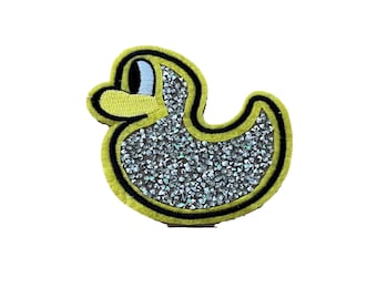 Yellow Duck Rhinestone Iron On Patches Bling Applique, Heat Transfer