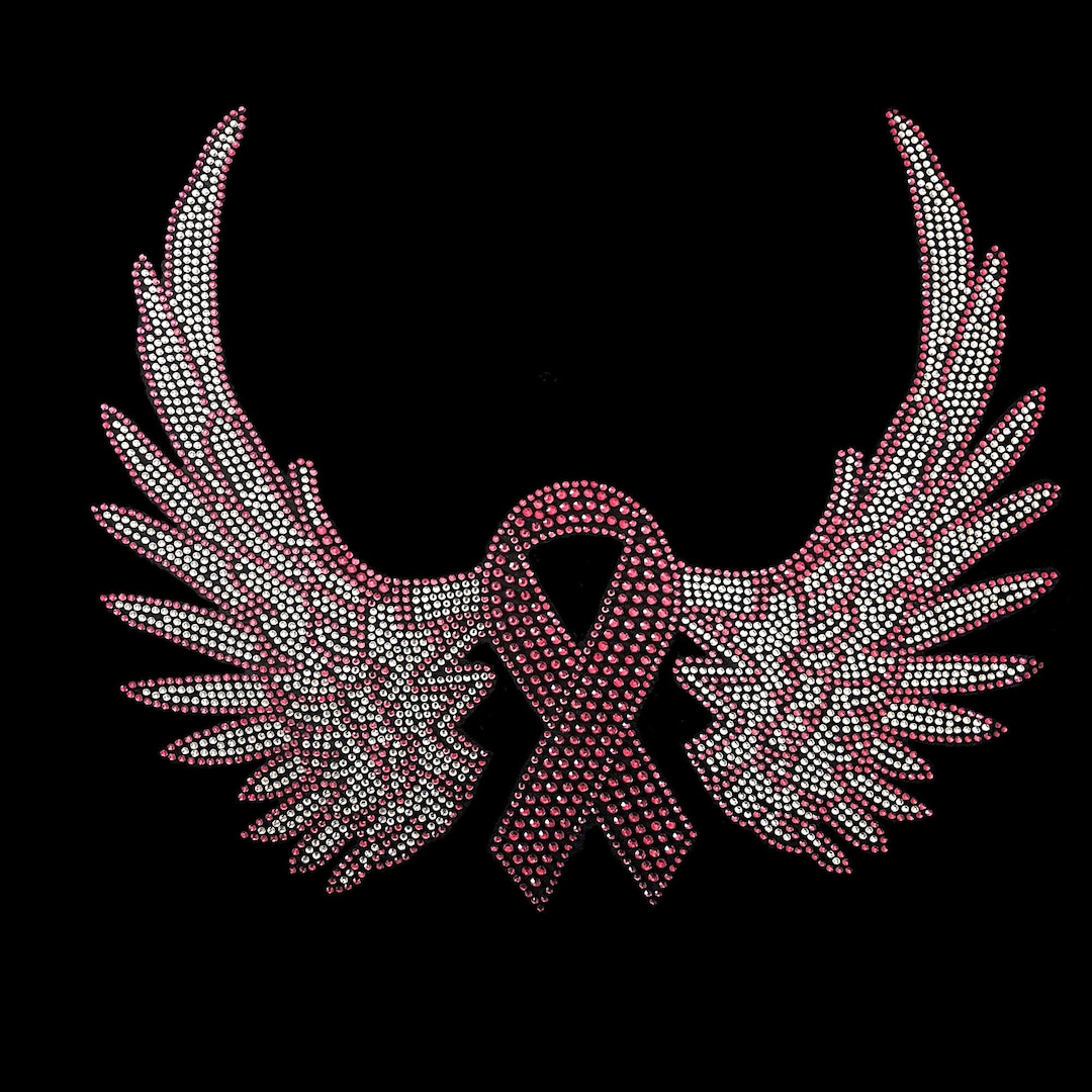 Breast Cancer Ribbon, Heat Transfer Pink Ribbon Patch , Iron on Bling ...