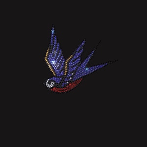 Bling rhinestone bird , iron on bird transfer , clothing patches ,hot fix bird applique , rhinestone bird transfer
