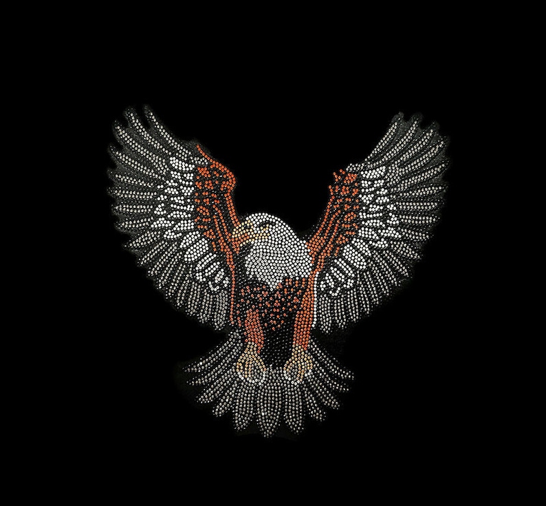 Purple Rhinestone Eagle Eagle Rhinestone Iron on Transfer: Bling Crystal Patch, 10