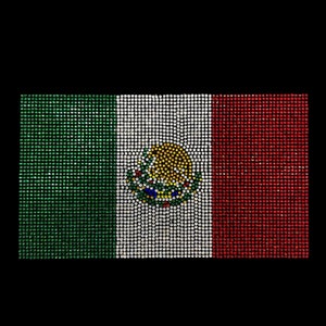 Sparkling Mexican Flag Rhinestone Iron on Applique – 4.5 x 8 inches Hot Fix Crystal Decal for Clothing Accessories - heat transfer bling