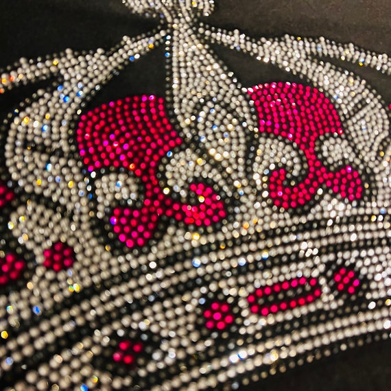Pink Crown Bedazzled Rhinestone Transfer Design , Iron on