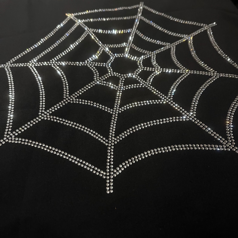 Spider Rhinestone Design Spider and Spiderweb Rhinestone Iron on Patches ,crystal Heat Transfer ...